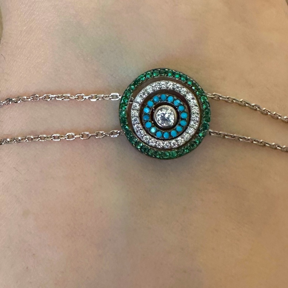 🧿925 Silver evileye bracelet cubic zirconia stones